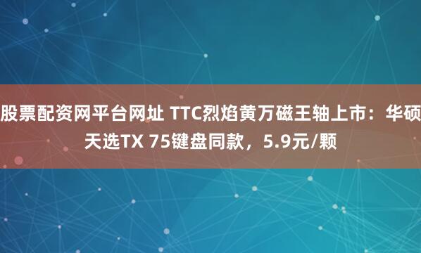 股票配资网平台网址 TTC烈焰黄万磁王轴上市：华硕天选TX 75键盘同款，5.9元/颗
